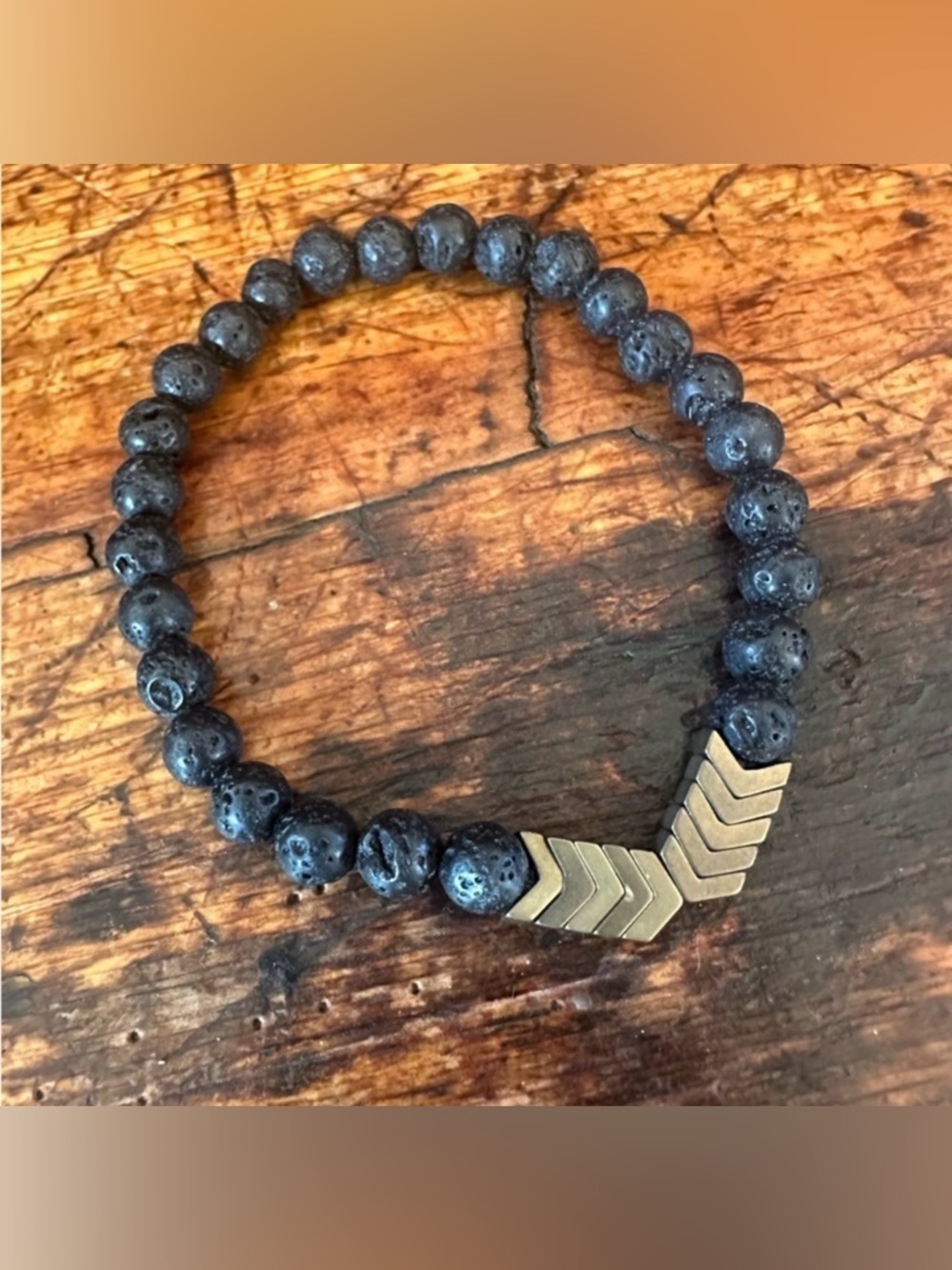 Arrow Lava Stone Aromatherapy Diffuser Bracelet Black Essential Oil Beads